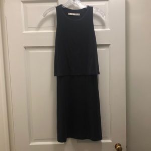 Susana Monaco. Small dark gray sleeveless mini dress. Layered style